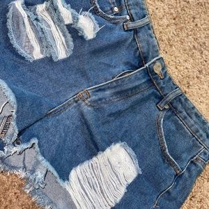 High rise denim shorts